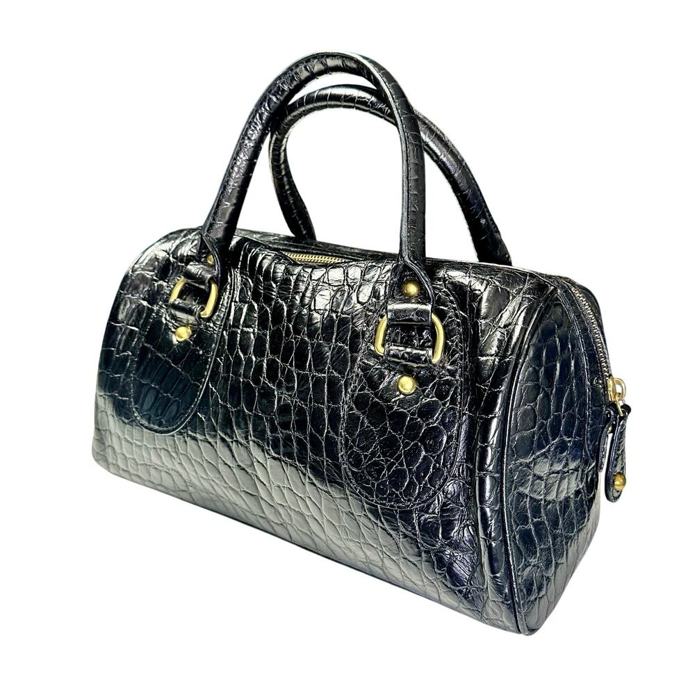 Banana Republic | Women | Black Croc Embossed Genuine Leather Hand Bag | Small